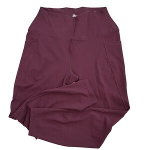 NWOT RBX Womens Size Large High Rise Wine Leggings 24” Inseam Side Pockets